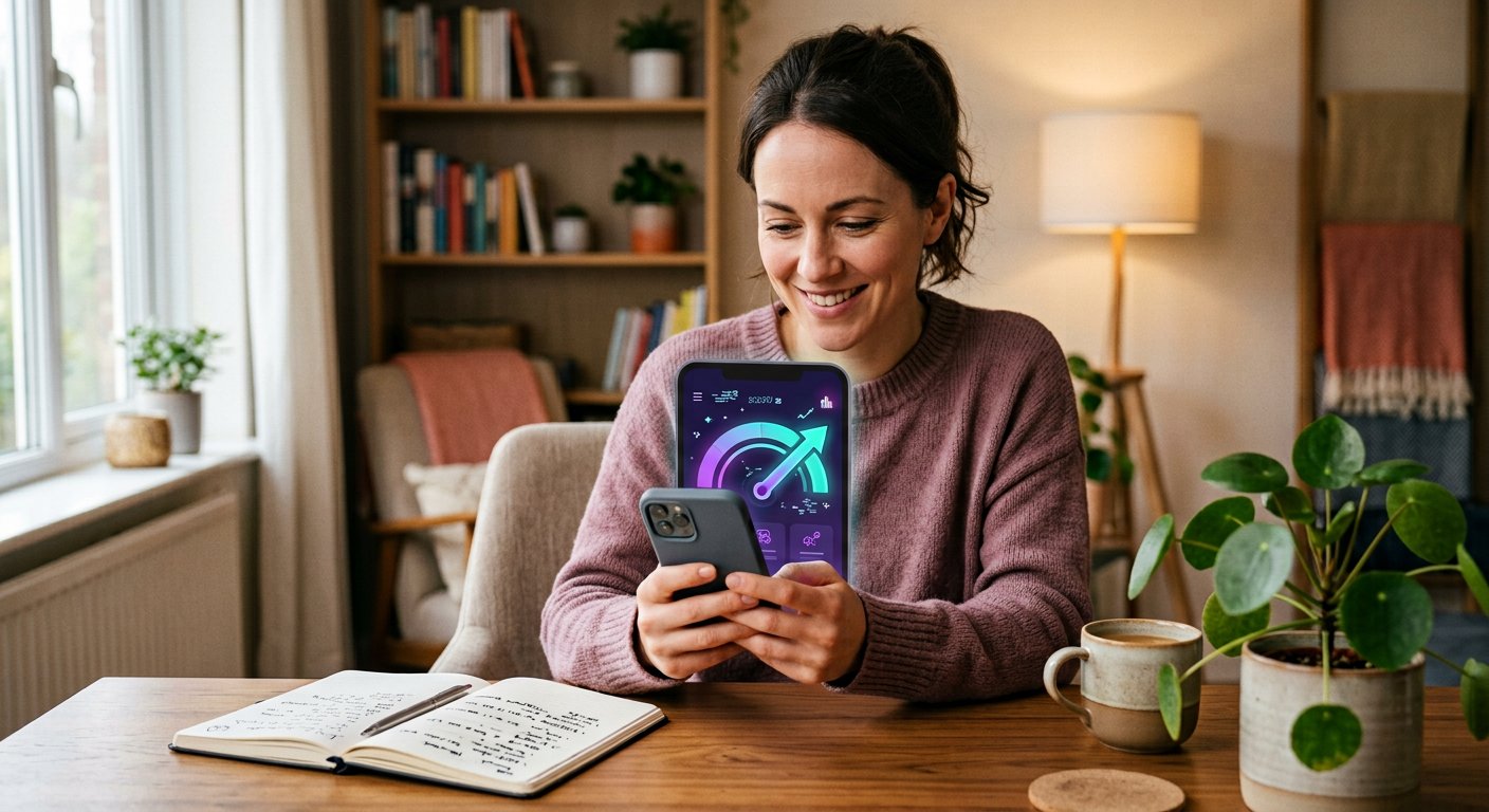 Person checking their credit health on a smartphone