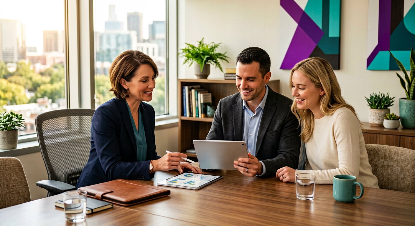 Financial advisor meeting with a couple